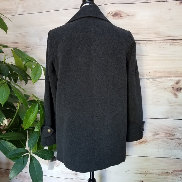 NWT Larry Levine Wool Pea Coat Sz PM Charcoal Clr - Picture 2 of 8